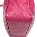 Shoulder Bag Double Zip Camera Crossbody Fuchsia Pink Madras Leather