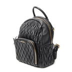 Backpack Small Front Pocket Backpack Black Nappa Matelasse Leather