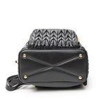 Backpack Small Front Pocket Backpack Black Nappa Matelasse Leather