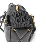 Backpack Small Front Pocket Backpack Black Nappa Matelasse Leather
