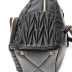 Backpack Small Front Pocket Backpack Black Nappa Matelasse Leather