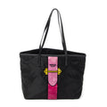 Shoulder Bag Ricamo Trompe L'oeil Tote Black Nylon Canvas