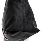 Shoulder Bag Ricamo Trompe L'oeil Tote Black Nylon Canvas