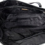 Shoulder Bag Ricamo Trompe L'oeil Tote Black Nylon Canvas
