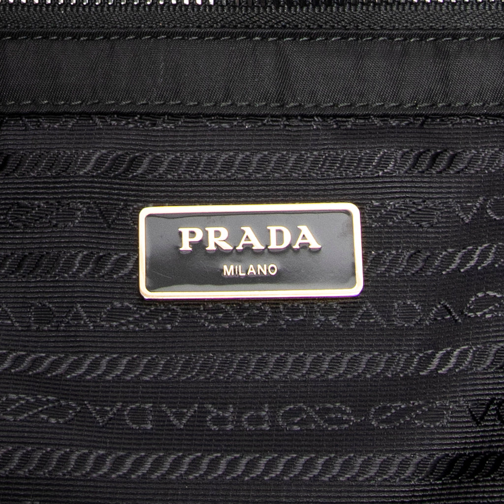 Shoulder Bag Ricamo Trompe L'oeil Tote Black Nylon Canvas