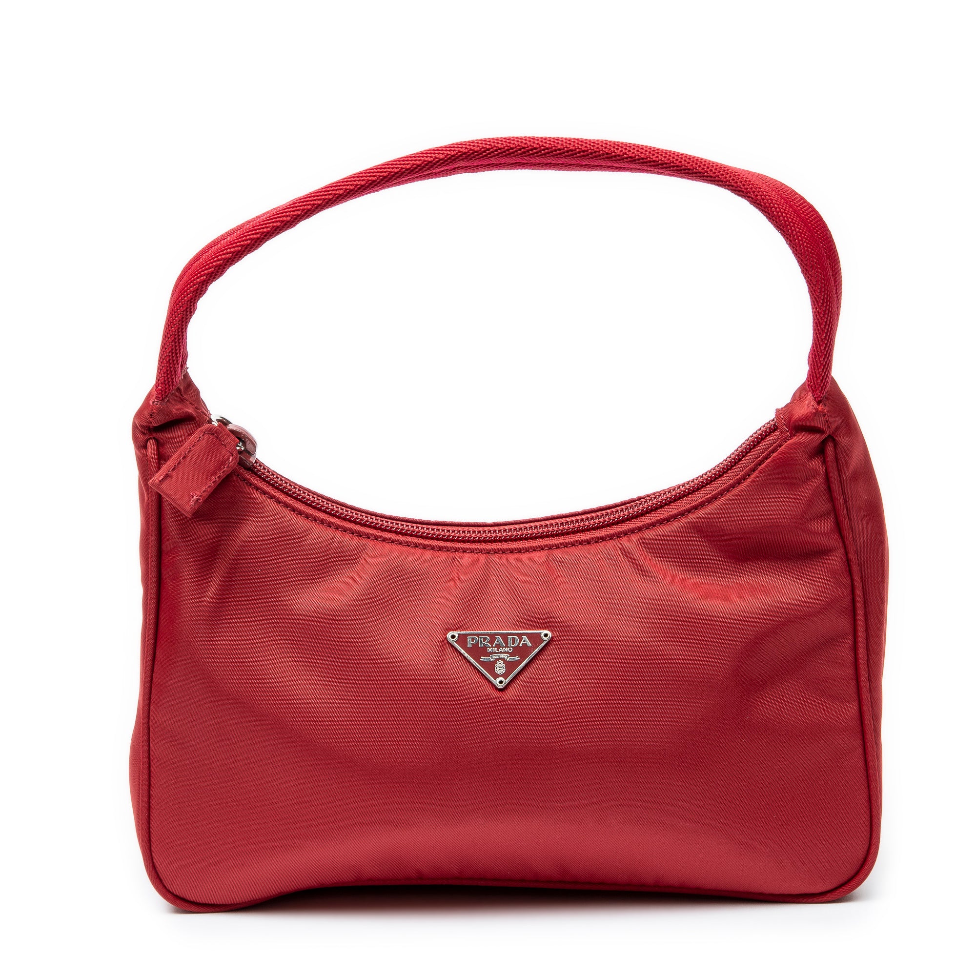 Bolso de hombro vintage mini cremallera hobo rojo nylon lona