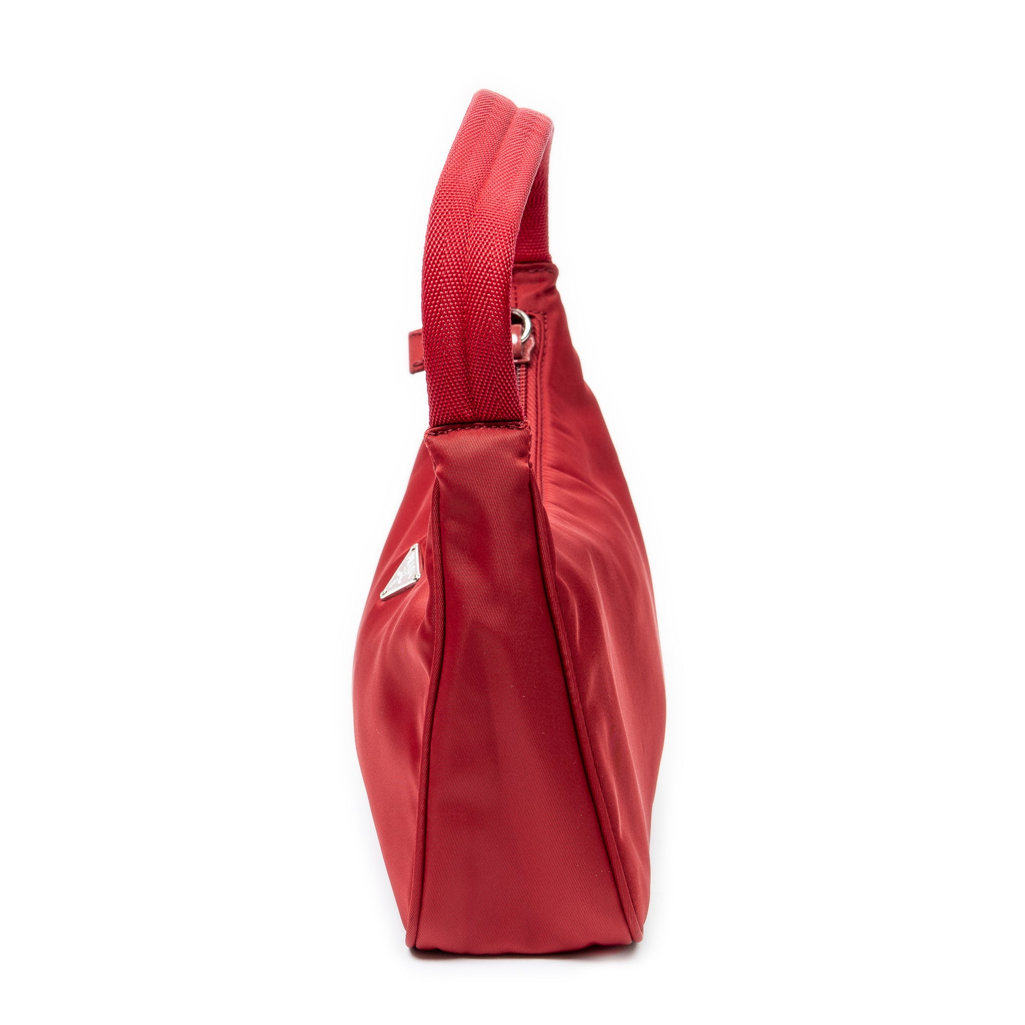 Bolso de hombro vintage mini cremallera hobo rojo nylon lona