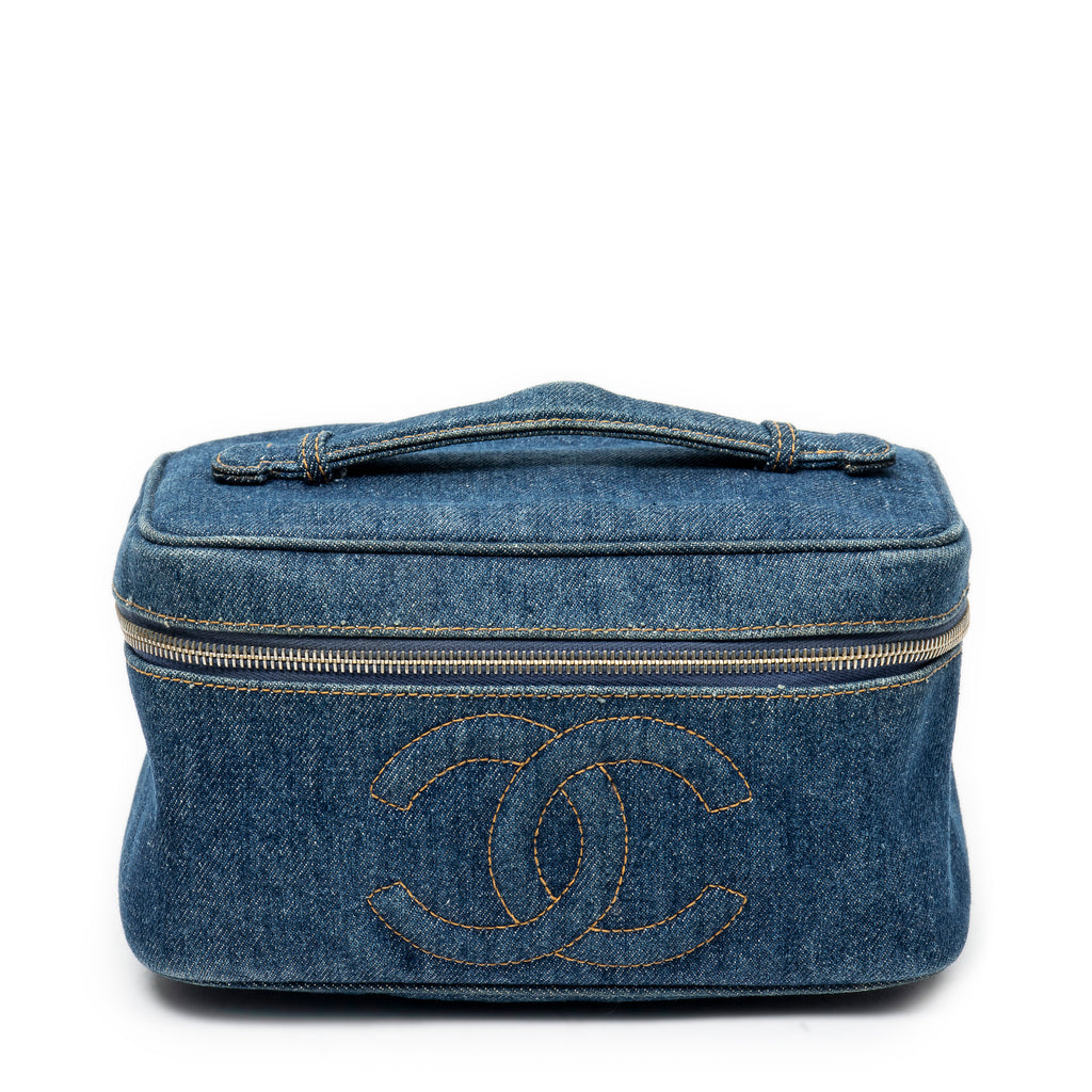 Handbag Rare CC Denim Vanity Case Blue Denim Denim Canvas