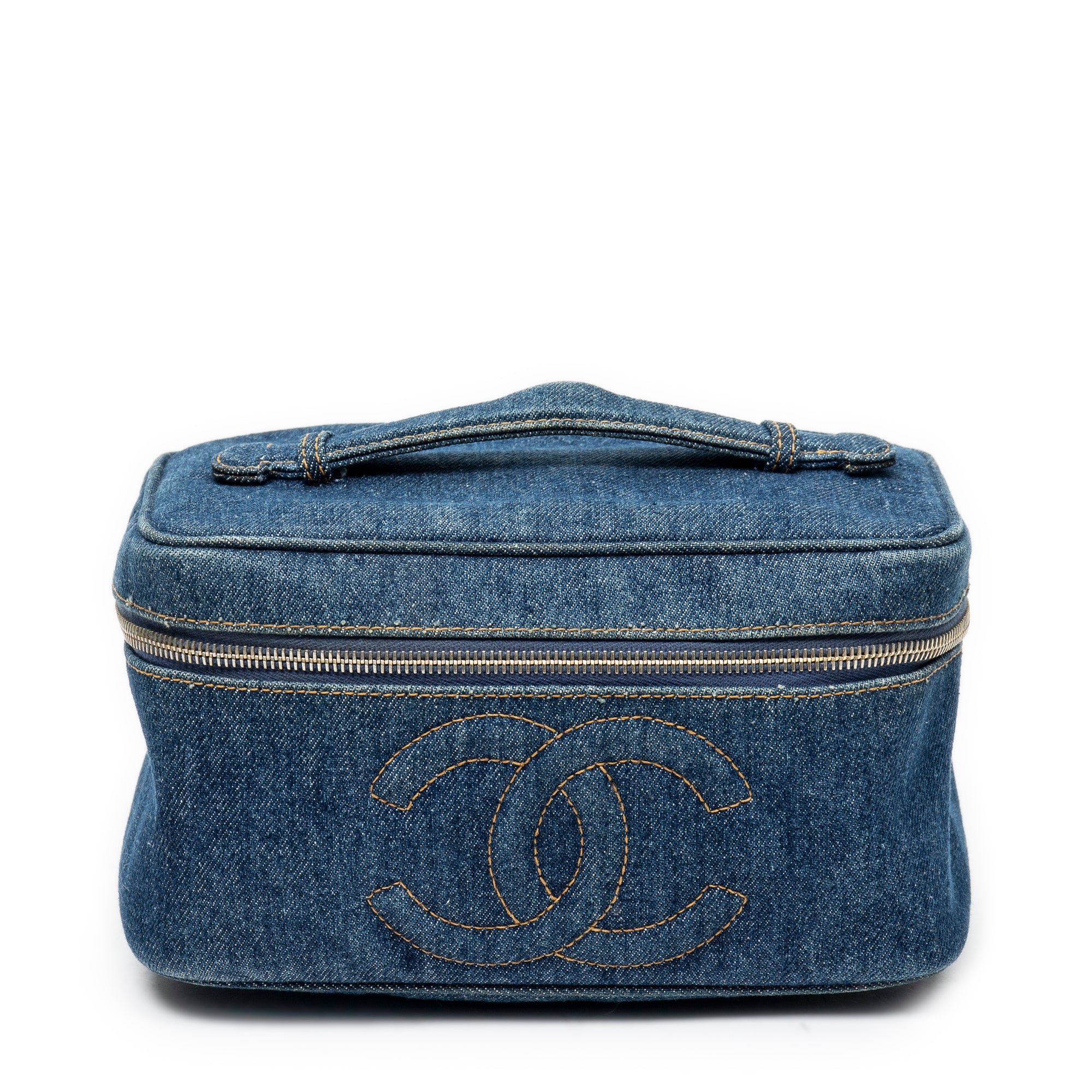 Handbag Rare CC Denim Vanity Case Blue Denim Denim Canvas