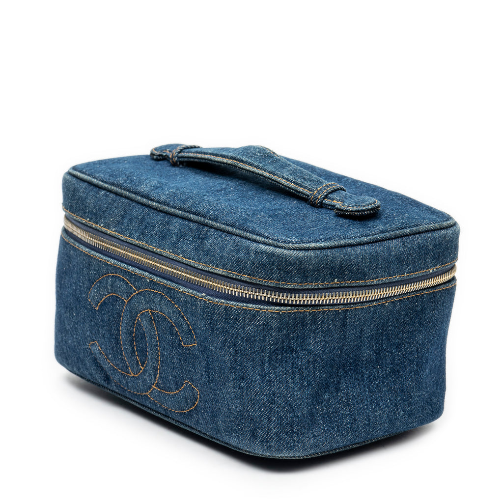 Handbag Rare CC Denim Vanity Case Blue Denim Denim Canvas