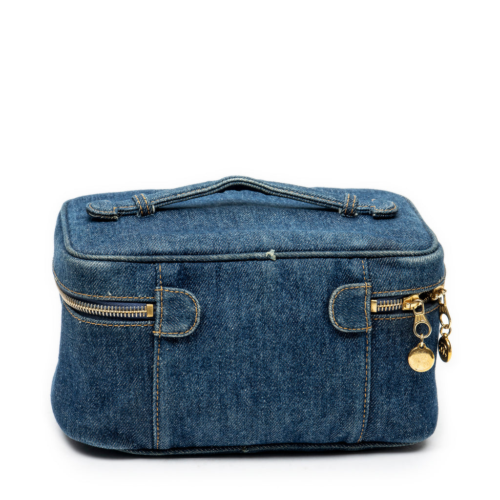 Handbag Rare CC Denim Vanity Case Blue Denim Denim Canvas