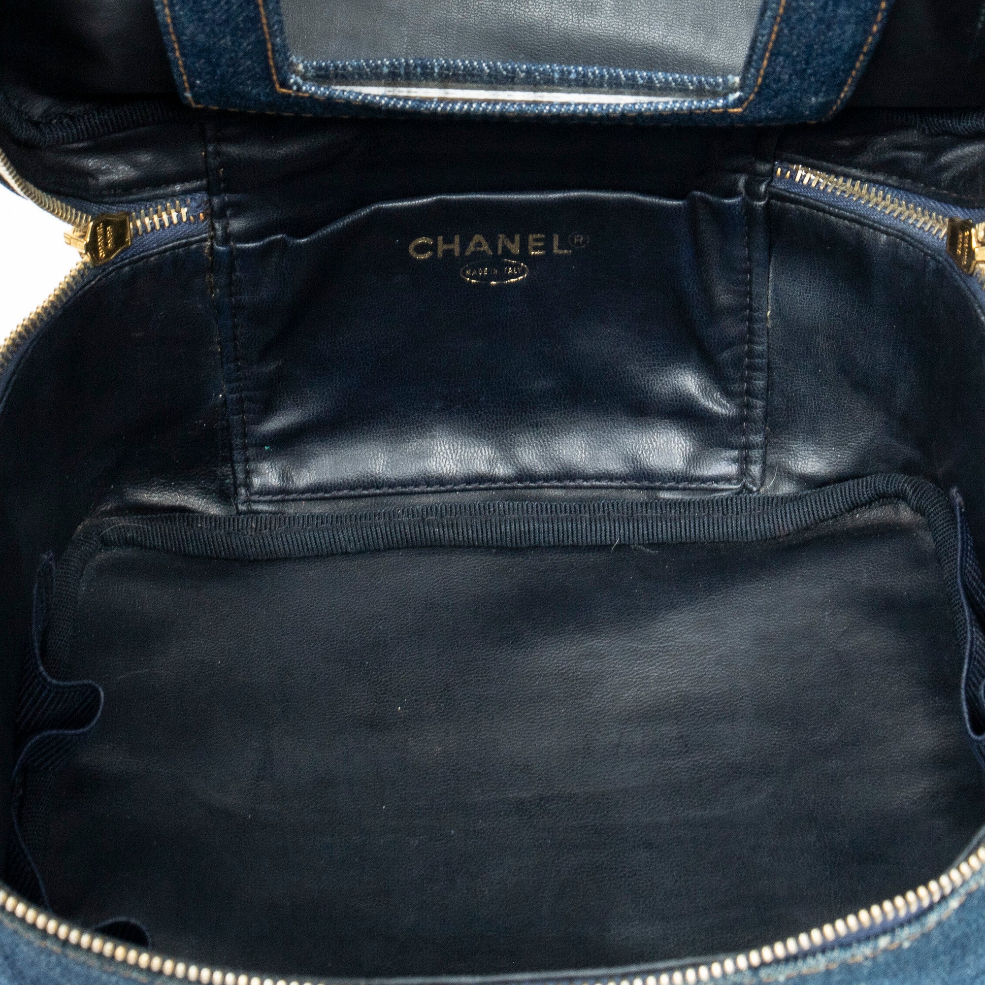 Handbag Rare CC Denim Vanity Case Blue Denim Denim Canvas