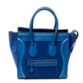 Handbag Micro Luggage Royal Blue Suede Leather
