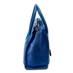 Handbag Micro Luggage Royal Blue Suede Leather