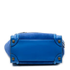 Handbag Micro Luggage Royal Blue Suede Leather