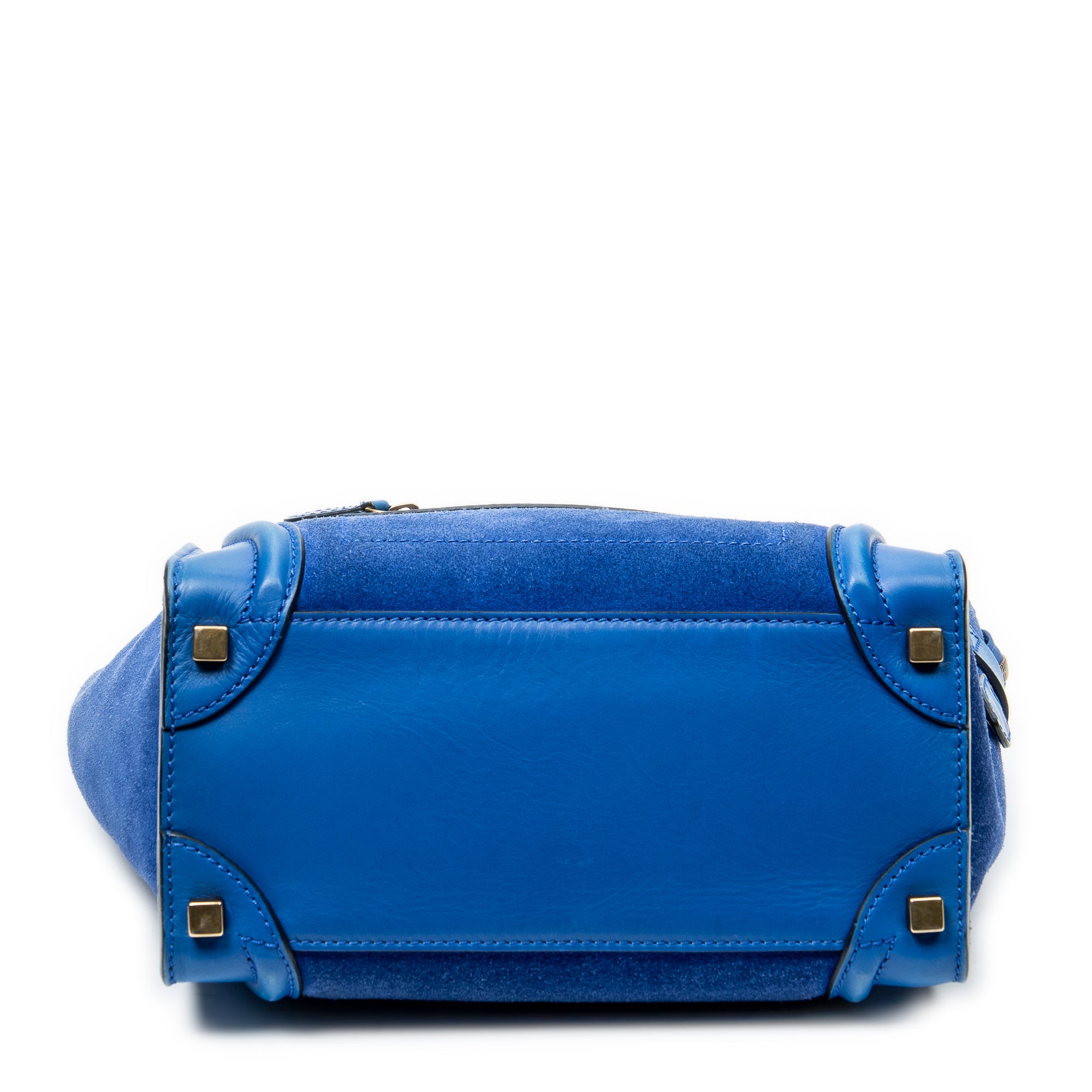 Handbag Micro Luggage Royal Blue Suede Leather