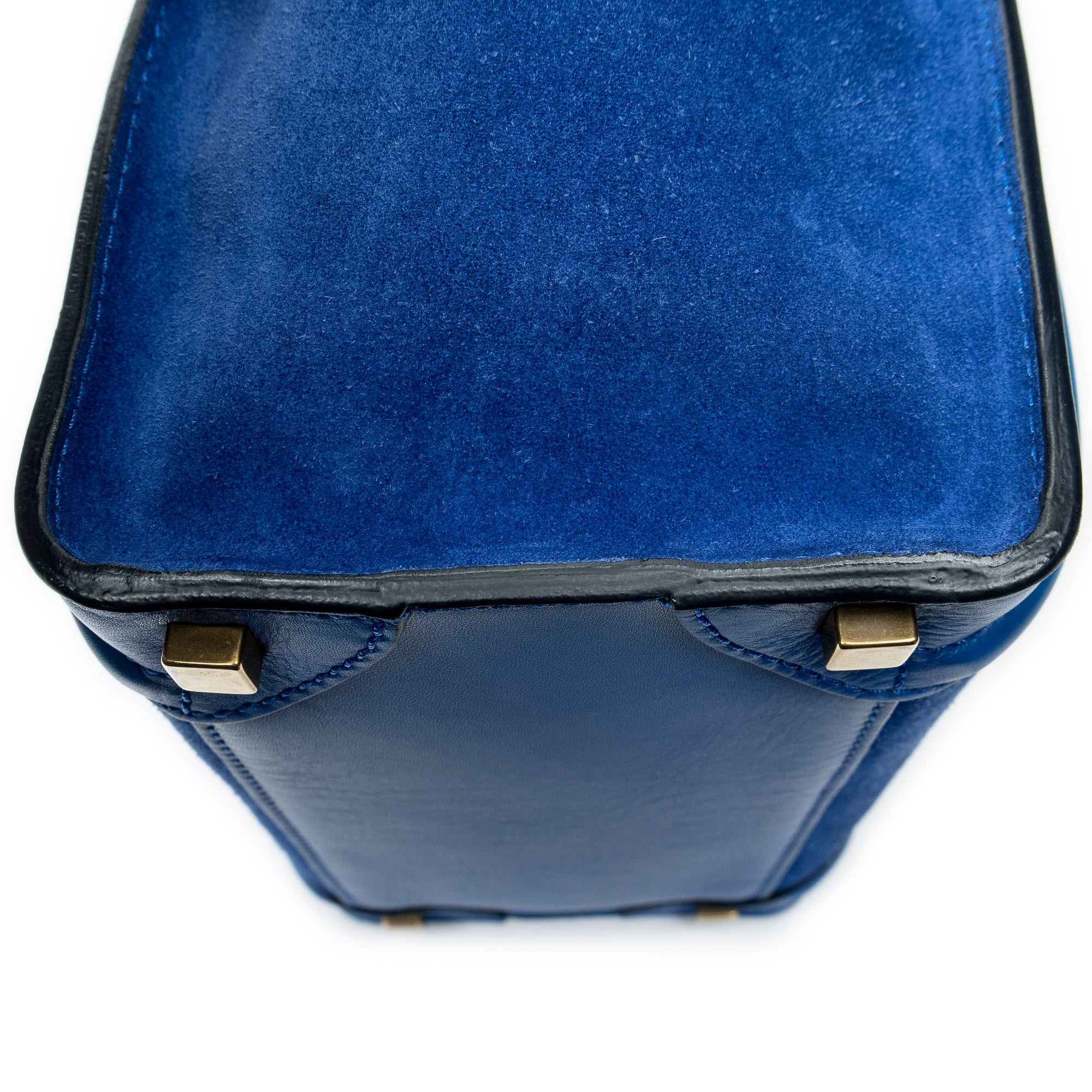 Handbag Micro Luggage Royal Blue Suede Leather