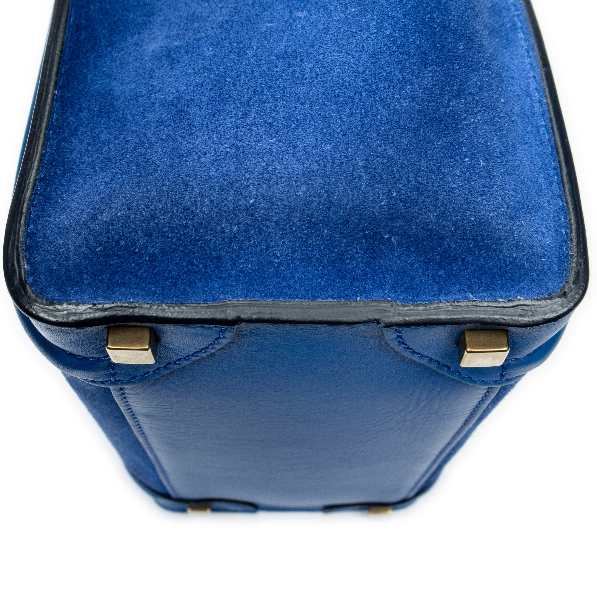 Handbag Micro Luggage Royal Blue Suede Leather