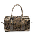 Shoulder Bag Double Zip Bowler Brown Zucca Canvas