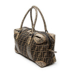 Shoulder Bag Double Zip Bowler Brown Zucca Canvas