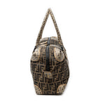 Shoulder Bag Double Zip Bowler Brown Zucca Canvas