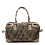 Shoulder Bag Double Zip Bowler Brown Zucca Canvas