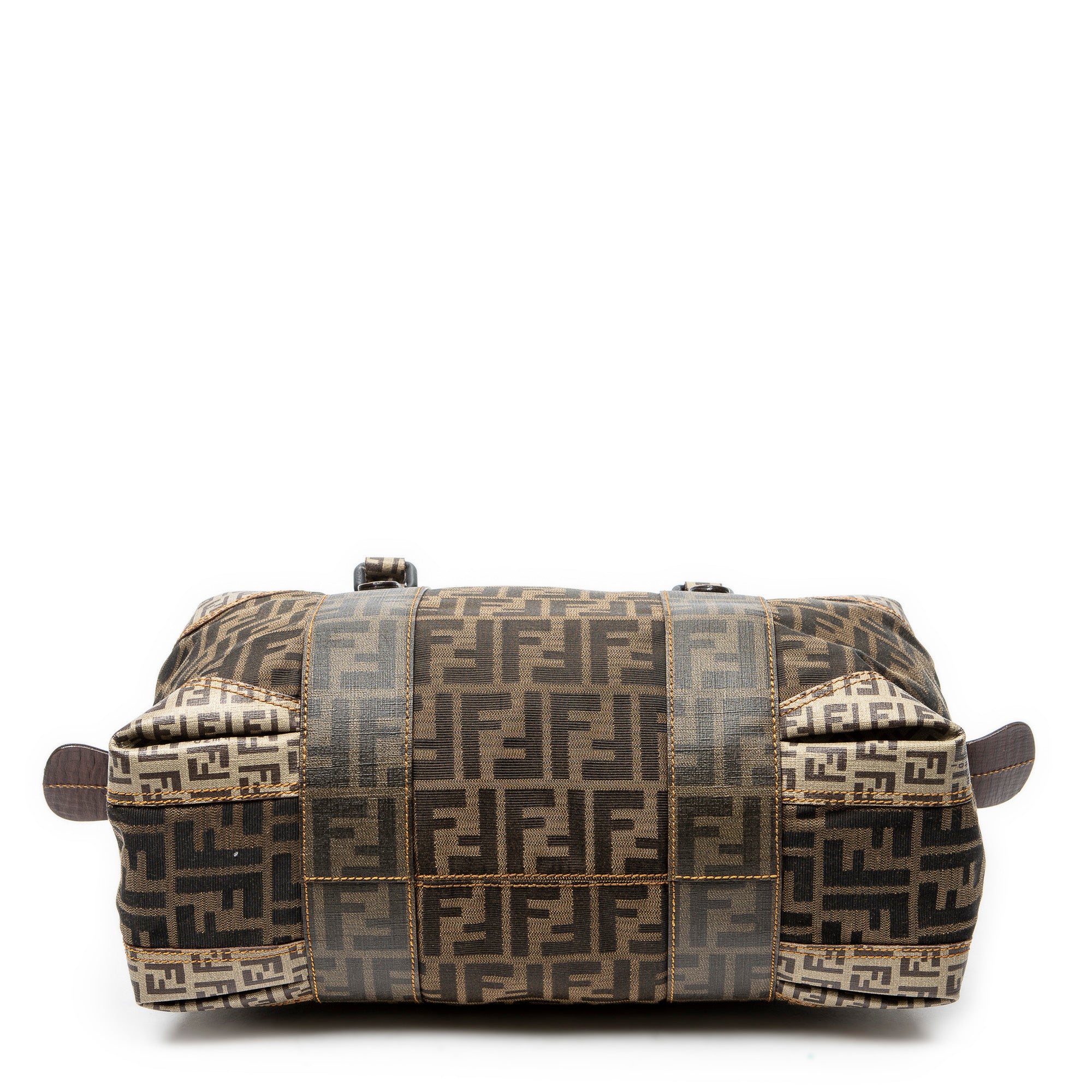 Shoulder Bag Double Zip Bowler Brown Zucca Canvas