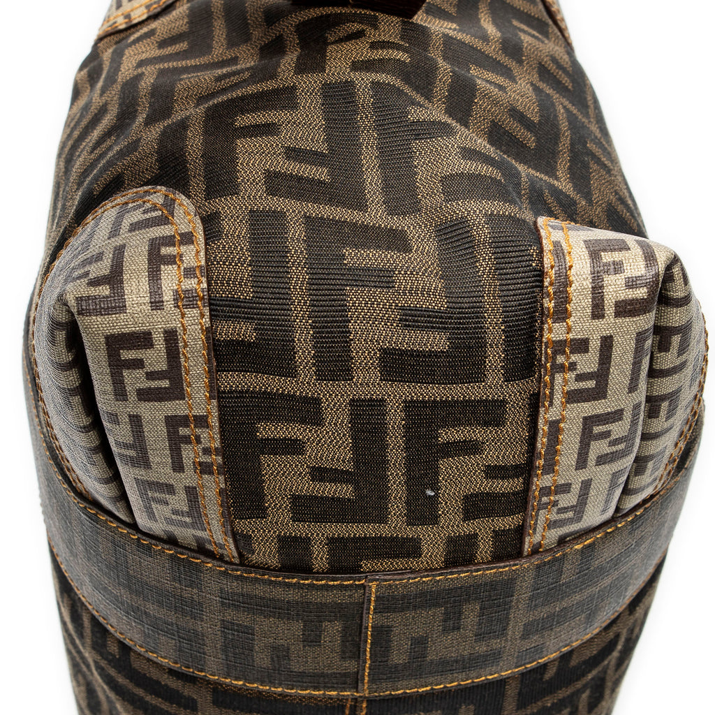 Shoulder Bag Double Zip Bowler Brown Zucca Canvas