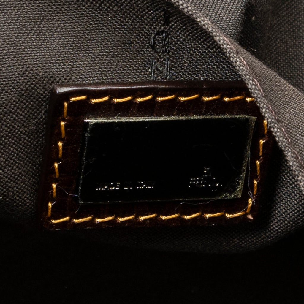 Shoulder Bag Double Zip Bowler Brown Zucca Canvas