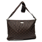 Shoulder Bag Large Flat Messenger Dark Brown Monogrammed Nylon Canvas