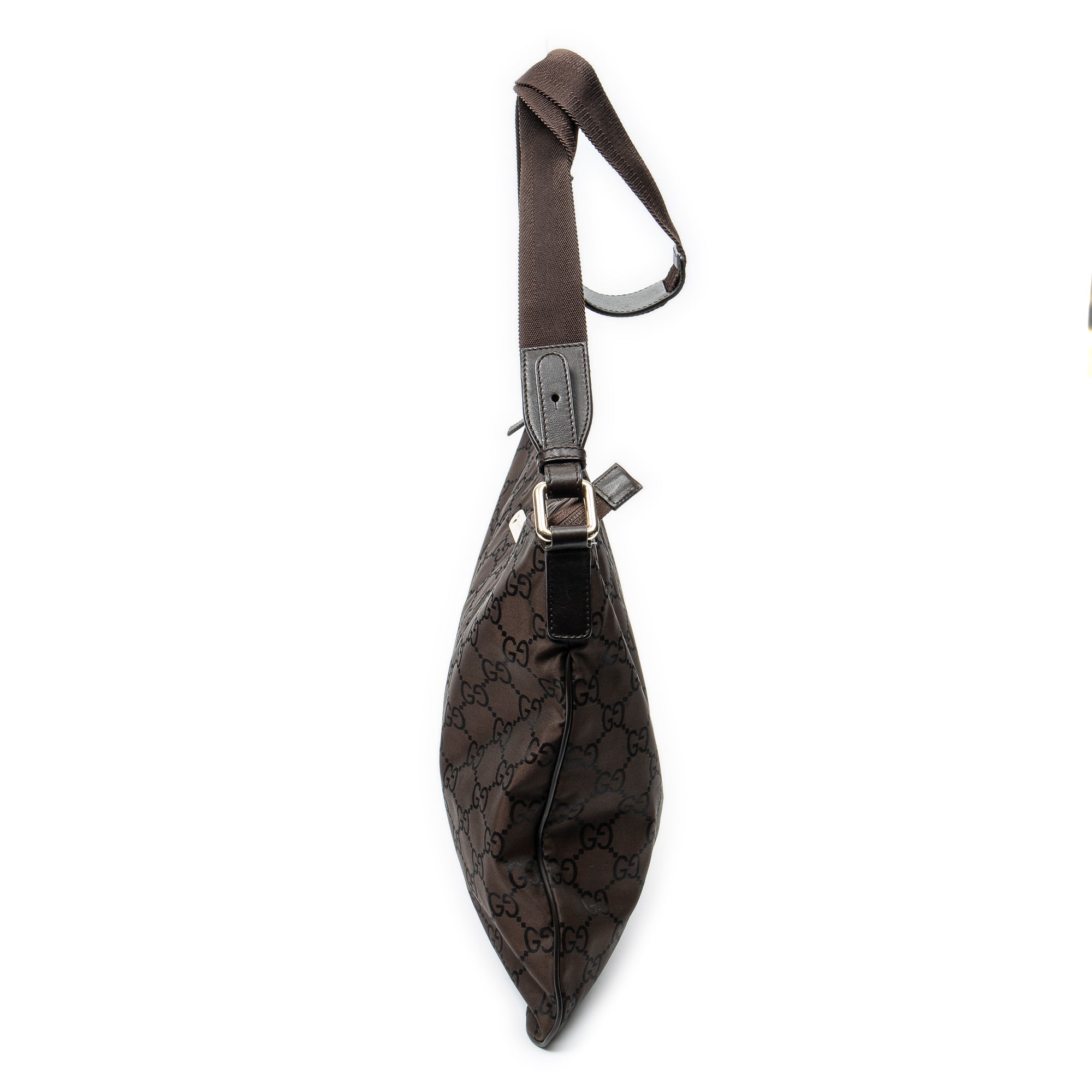 Shoulder Bag Large Flat Messenger Dark Brown Monogrammed Nylon Canvas
