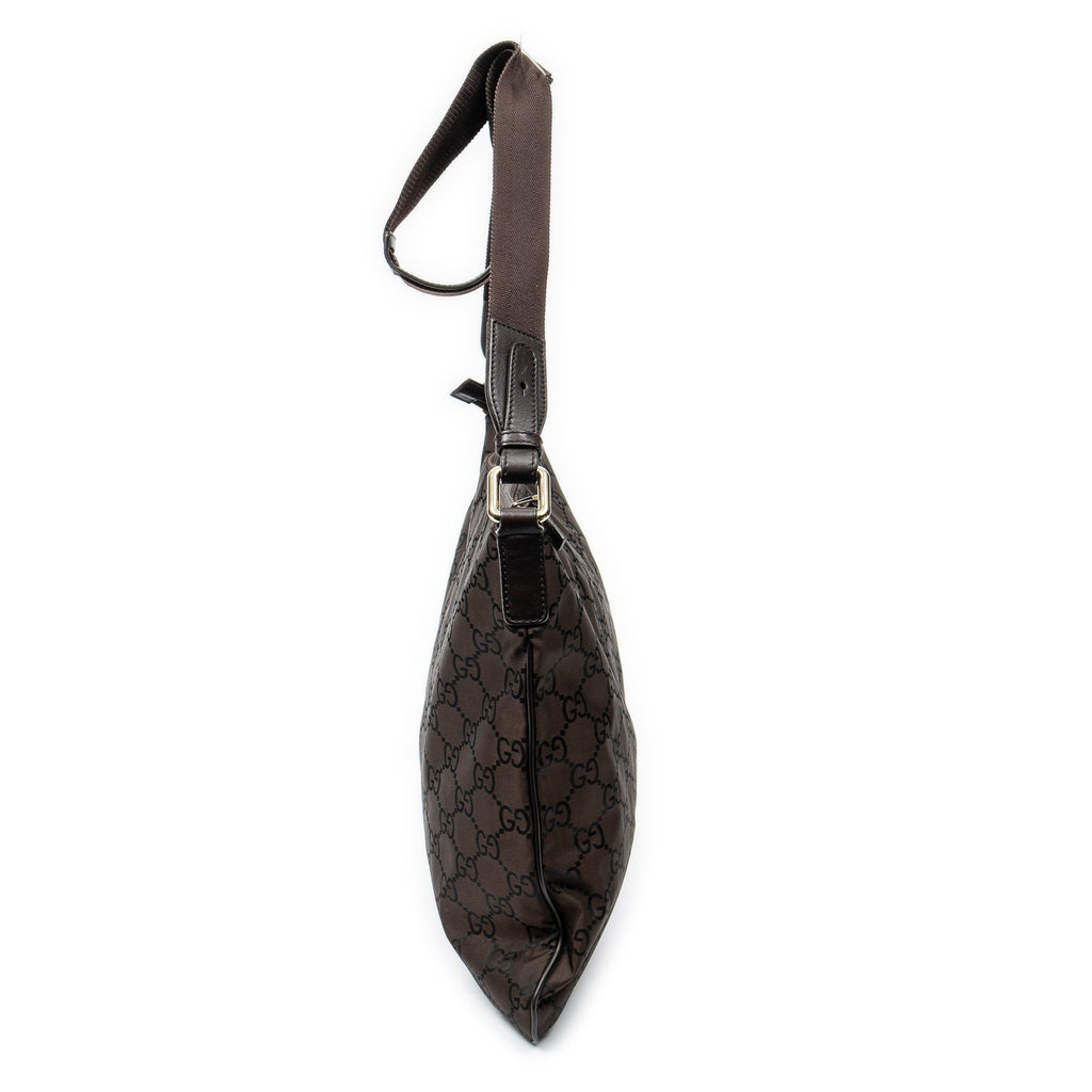 Shoulder Bag Large Flat Messenger Dark Brown Monogrammed Nylon Canvas