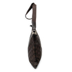 Shoulder Bag Large Flat Messenger Dark Brown Monogrammed Nylon Canvas