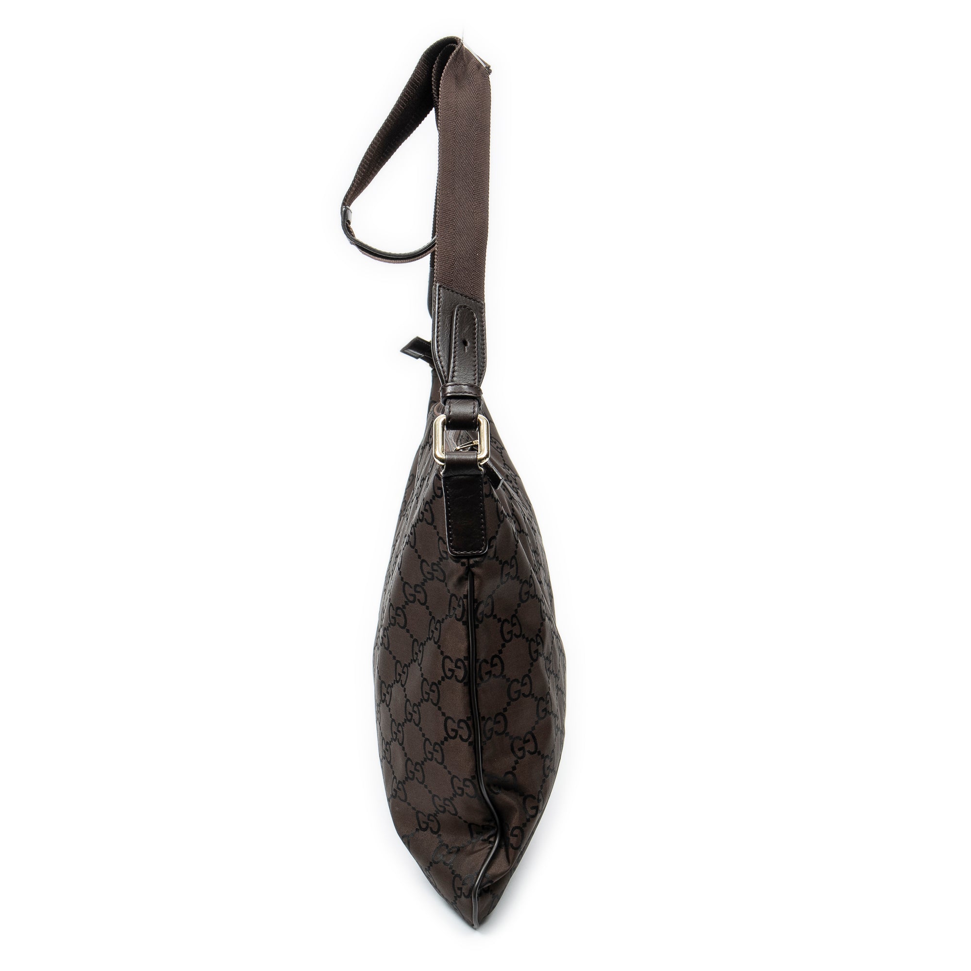 Shoulder Bag Large Flat Messenger Dark Brown Monogrammed Nylon Canvas
