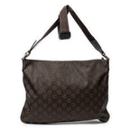 Shoulder Bag Large Flat Messenger Dark Brown Monogrammed Nylon Canvas