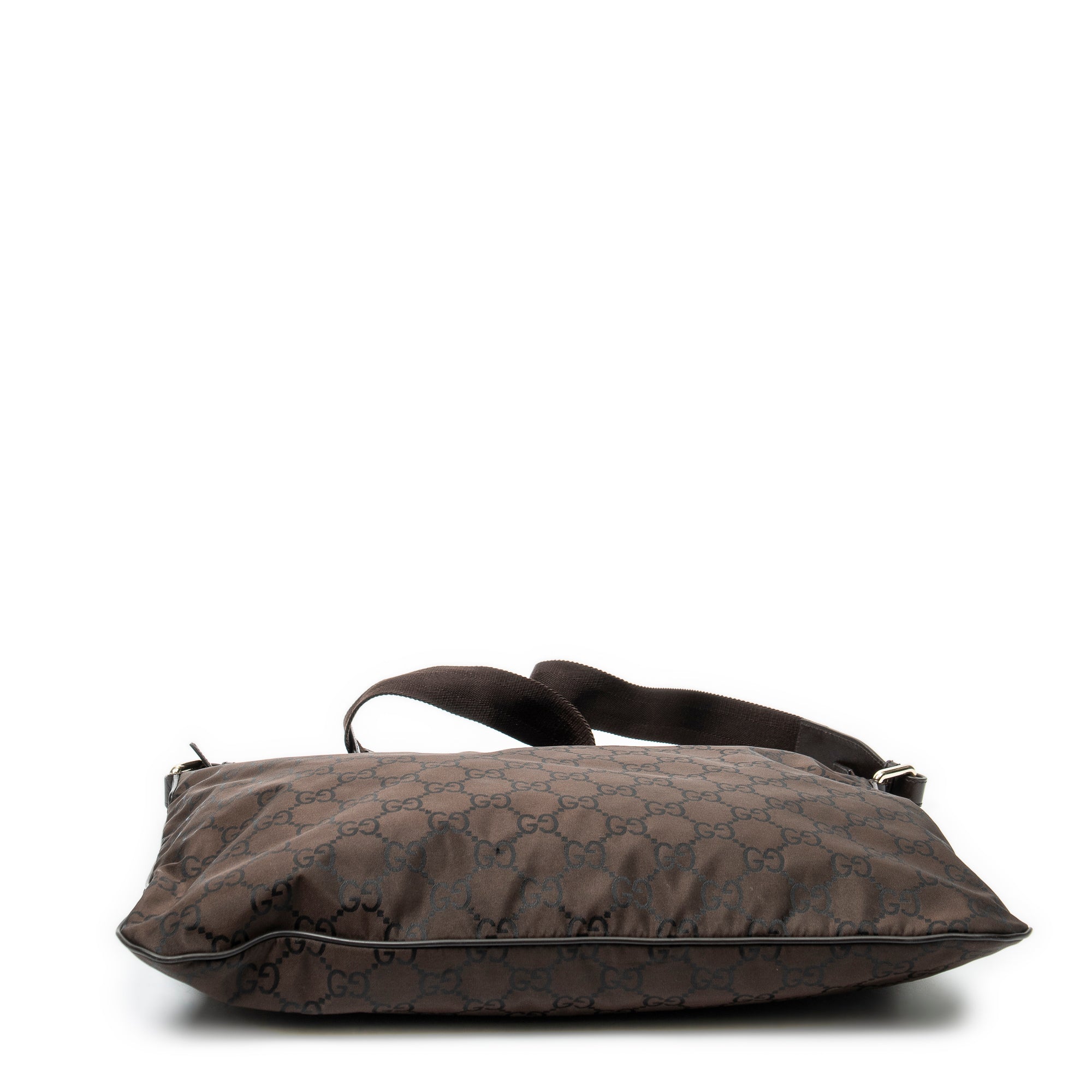 Shoulder Bag Large Flat Messenger Dark Brown Monogrammed Nylon Canvas