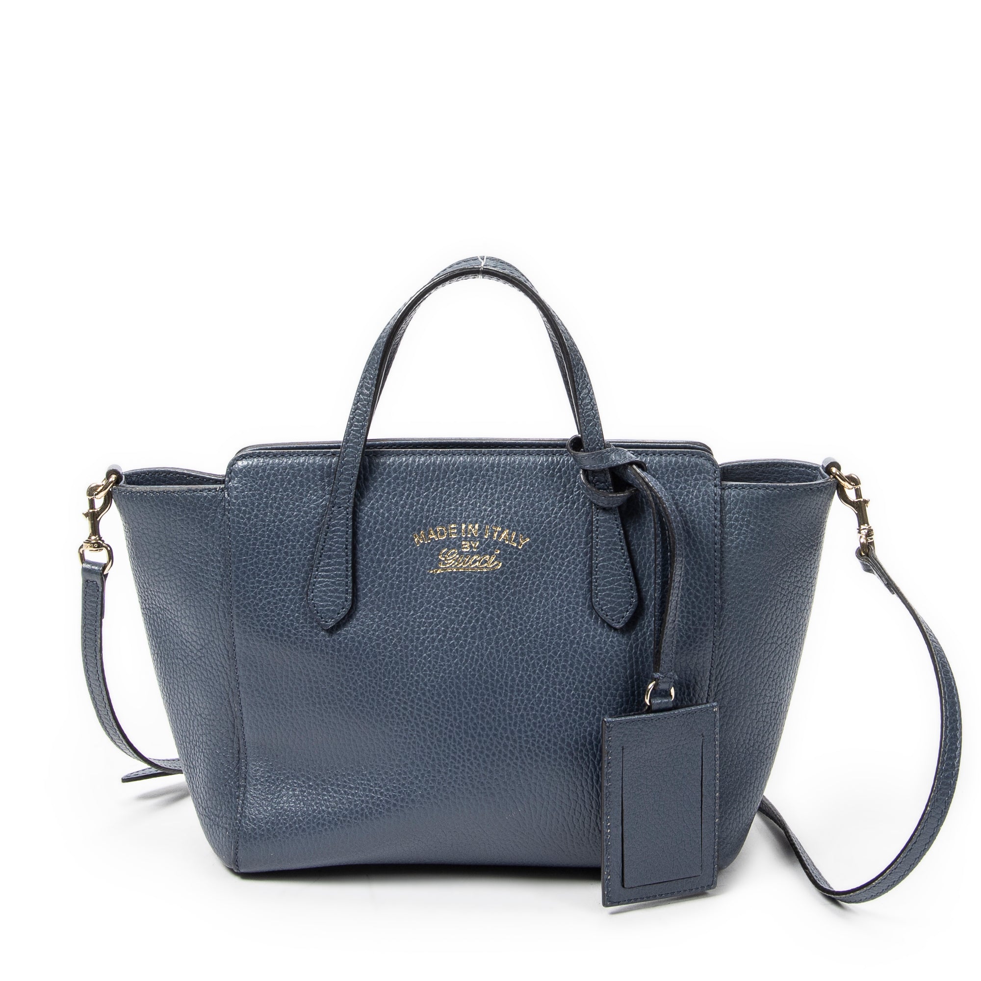 Shoulder Bag Mini Swing Tote Blue Grained Leather