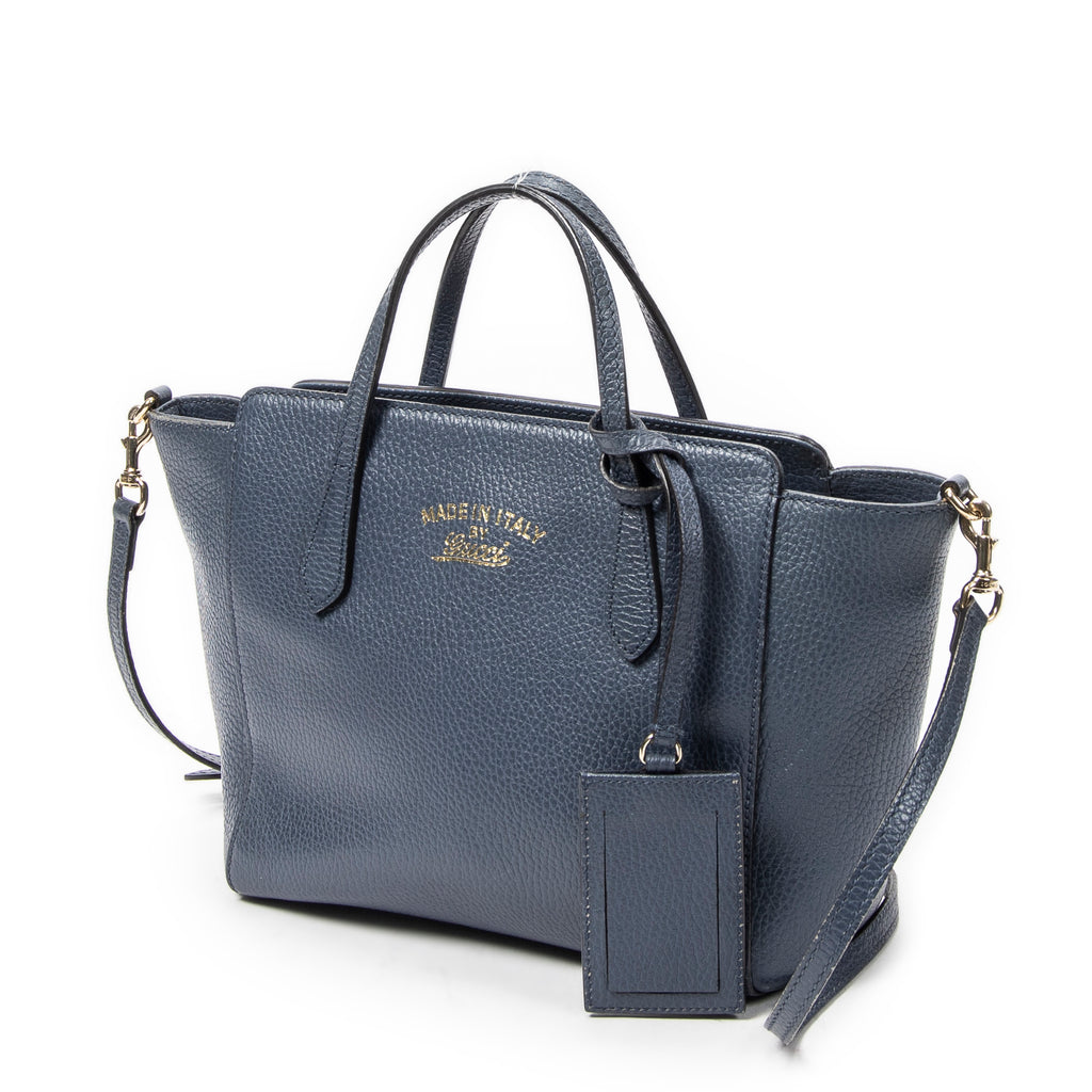 Shoulder Bag Mini Swing Tote Blue Grained Leather