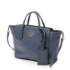 Shoulder Bag Mini Swing Tote Blue Grained Leather