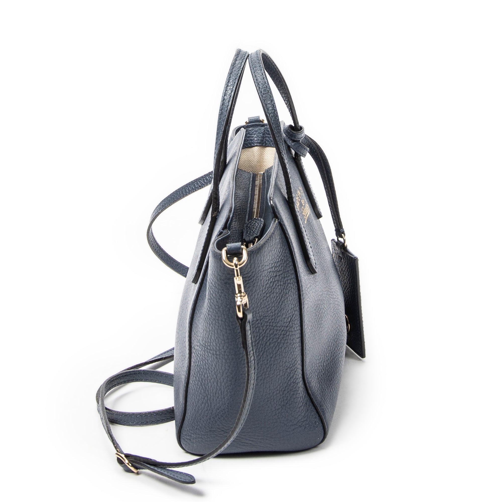 Shoulder Bag Mini Swing Tote Blue Grained Leather