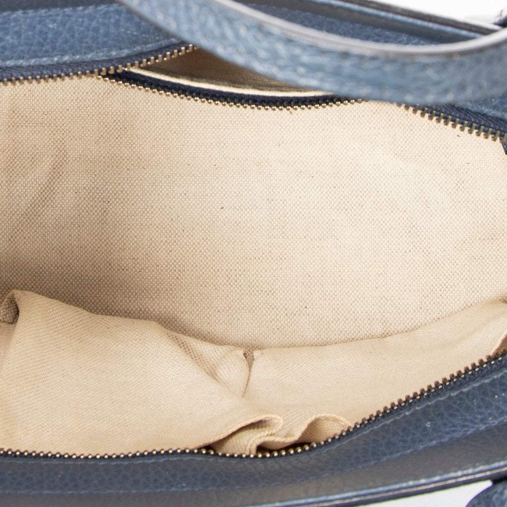 Shoulder Bag Mini Swing Tote Blue Grained Leather
