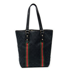 Shoulder Bag Web Vertical Jolicoeur Tote Black Monogrammed Canvas