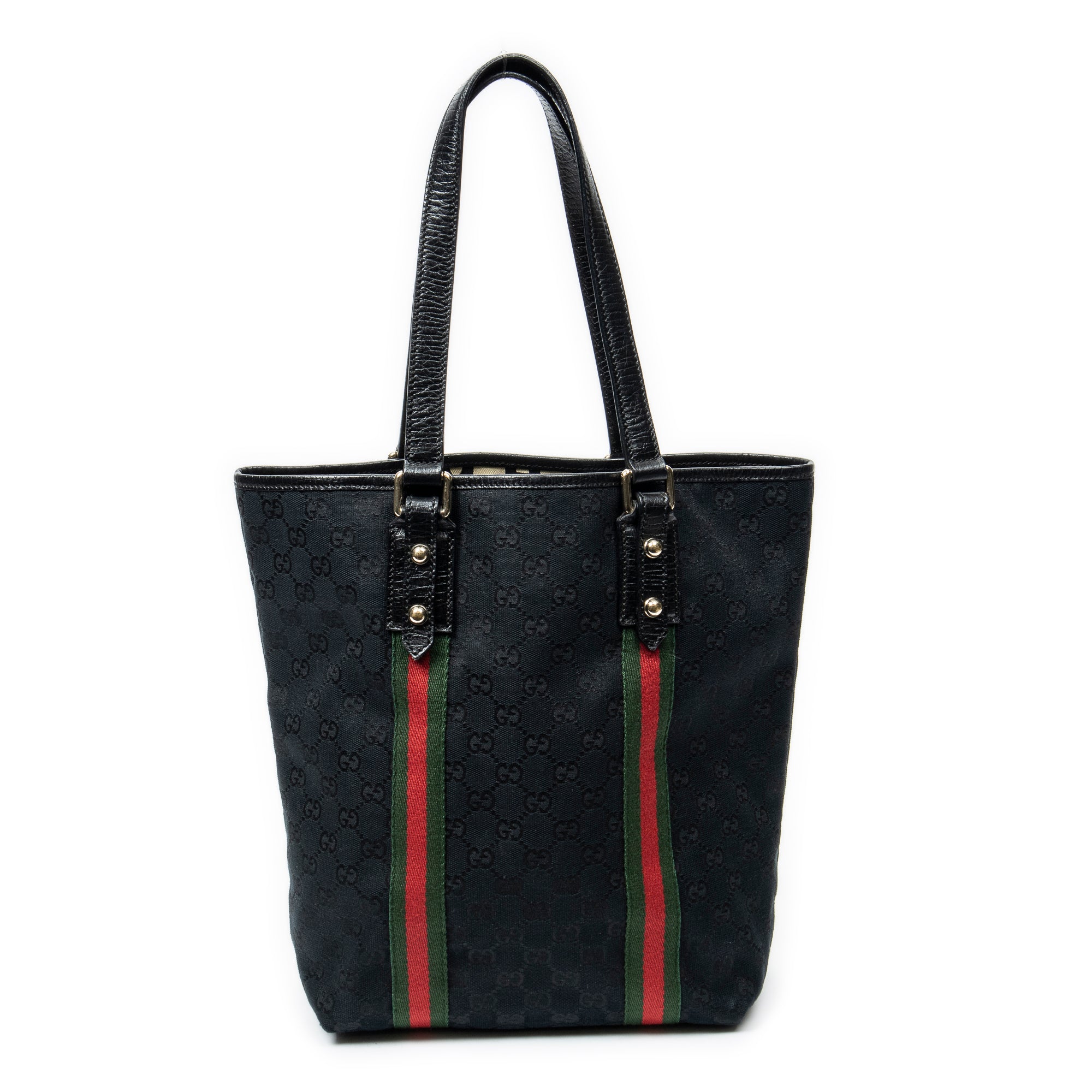 Shoulder Bag Web Vertical Jolicoeur Tote Black Monogrammed Canvas