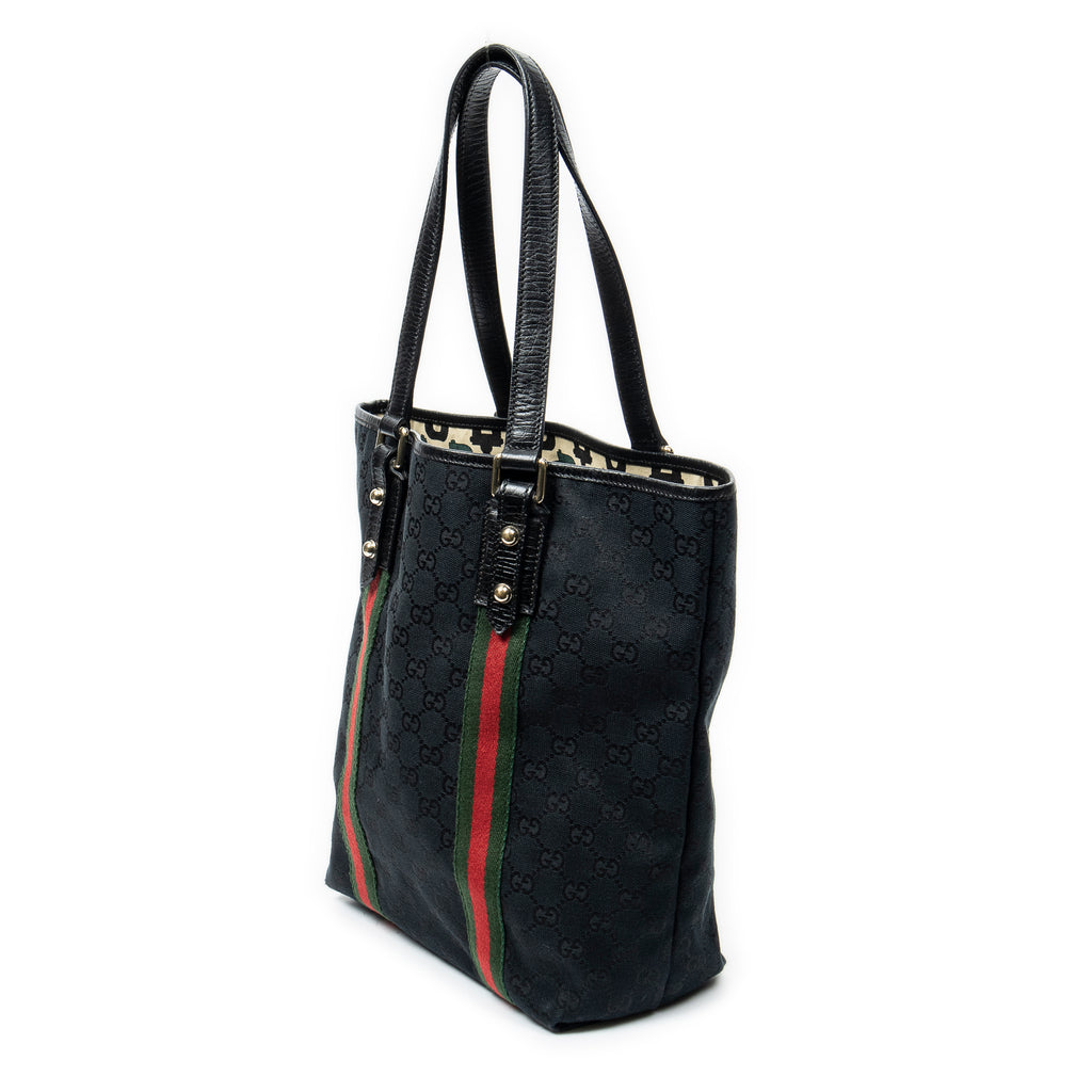 Shoulder Bag Web Vertical Jolicoeur Tote Black Monogrammed Canvas