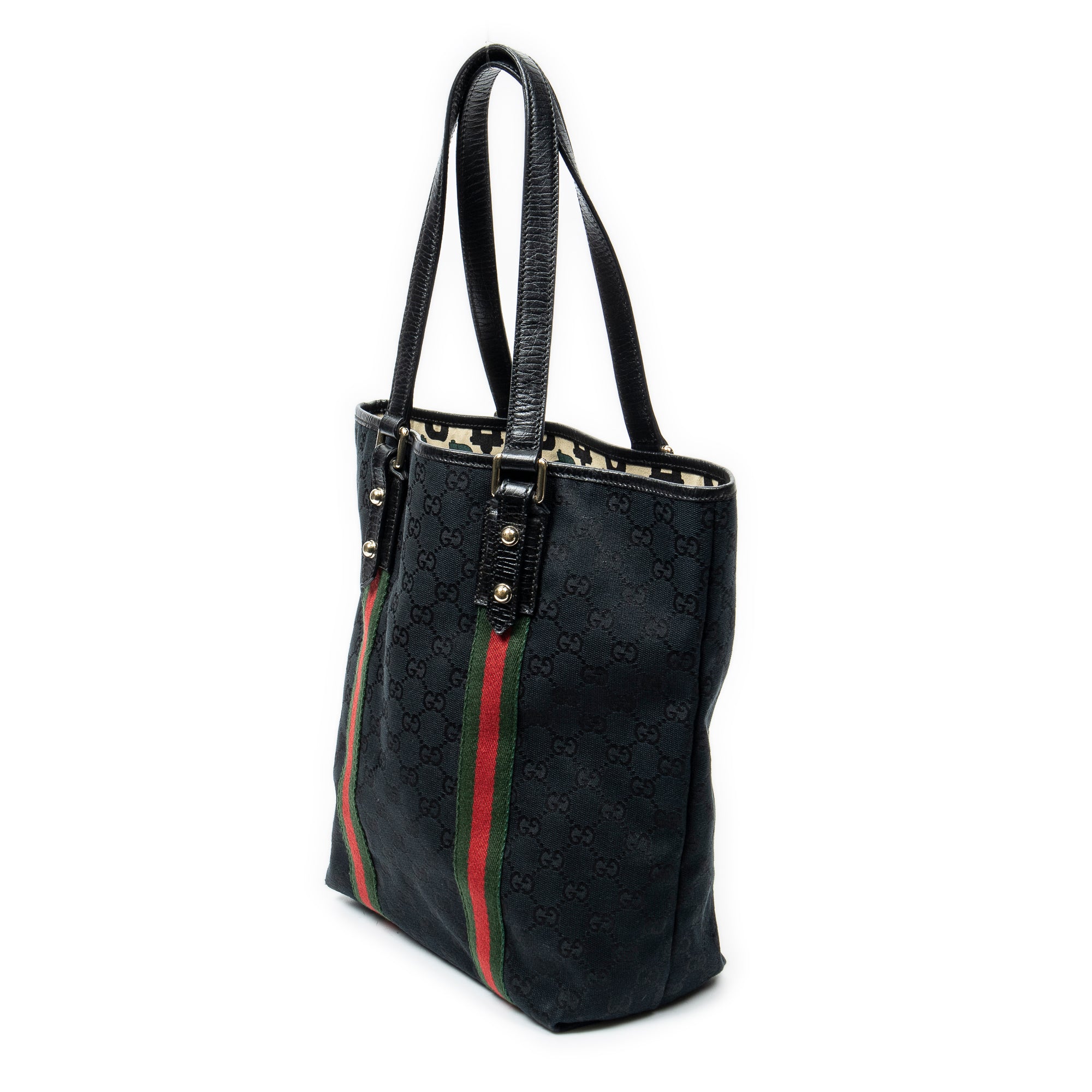 Shoulder Bag Web Vertical Jolicoeur Tote Black Monogrammed Canvas