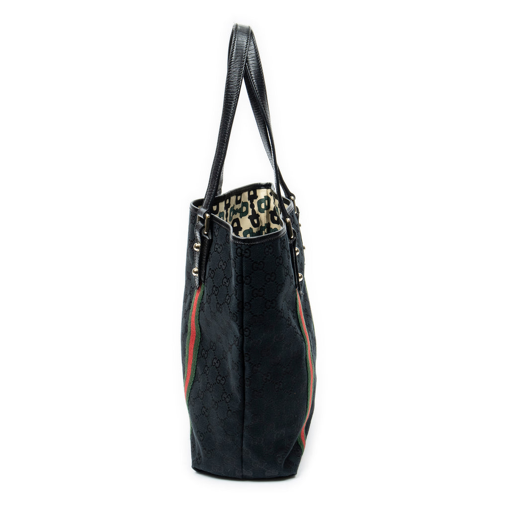 Shoulder Bag Web Vertical Jolicoeur Tote Black Monogrammed Canvas
