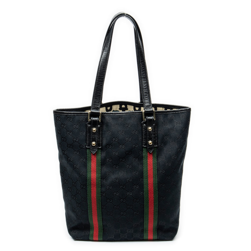 Shoulder Bag Web Vertical Jolicoeur Tote Black Monogrammed Canvas