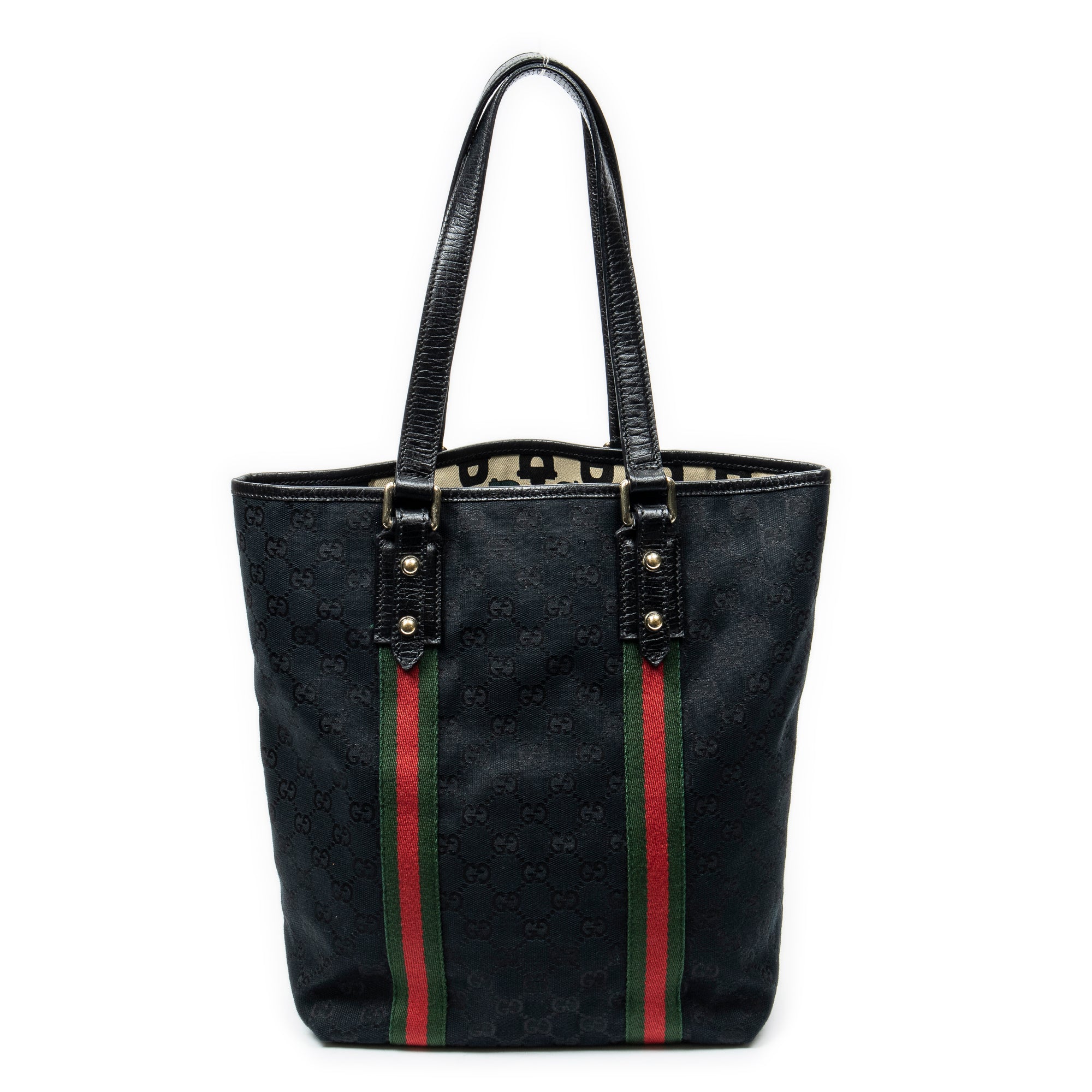 Shoulder Bag Web Vertical Jolicoeur Tote Black Monogrammed Canvas
