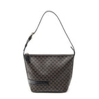Shoulder Bag Zip Shoulder Hobo Black Macadam Coated Canvas