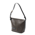Shoulder Bag Zip Shoulder Hobo Black Macadam Coated Canvas